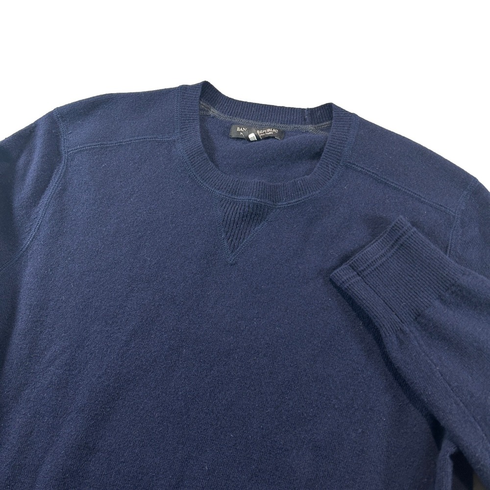 Banana Republic Sweater Mens Small Navy Blue Merino Wool Blend Crewneck